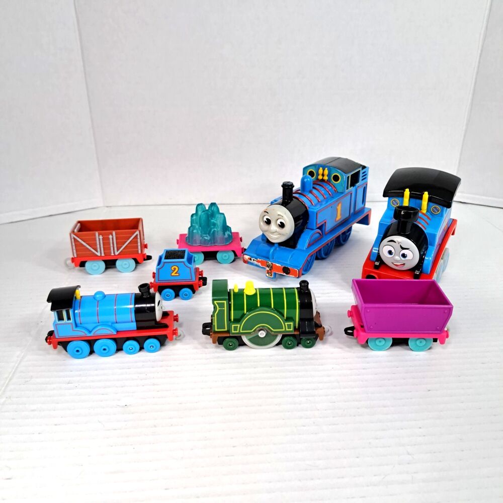 Thomas & Friends Train Lot 8 Pc Thomas Percy Engines Cargo Cars Crystal Whistle